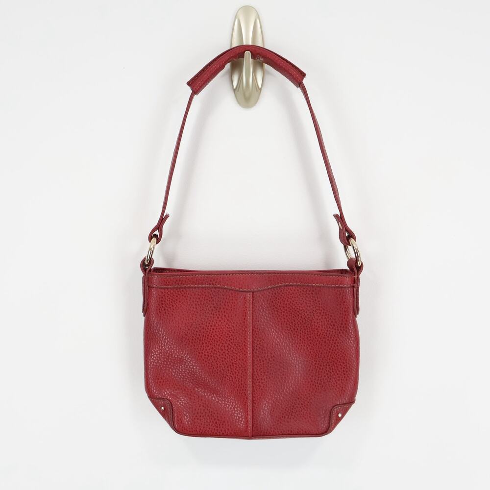 Liz Claiborne Small Vintage Red Faux Pebbled Leather Shoulder Bag